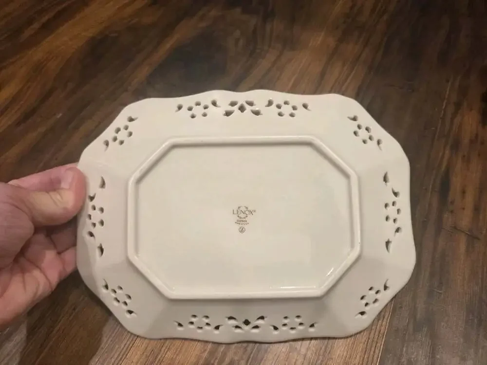Vtg Lenox Holiday Tray Reticulated 9x 6.75